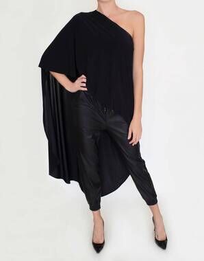 NEW BETSY MOSS elysian drenched cape top in noir
